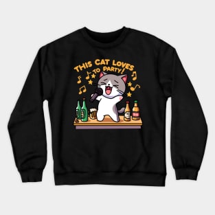 This Cat Loves to Party! Dark Variant Crewneck Sweatshirt